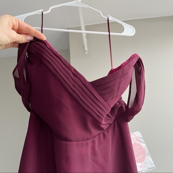 NWT Birdy Grey Chiffon Cabernet Spence Convertible Bridesmaid Maxi Dress Medium - Picture 5 of 6